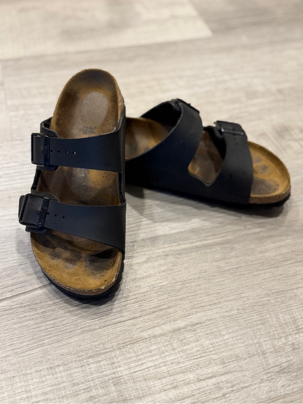 Birkenstock Black Two-Buckle Cork Footbed Sandals